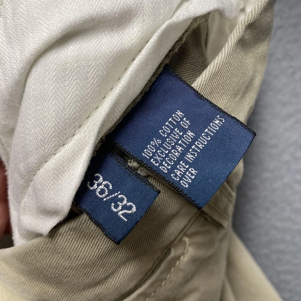 Polo Ralph Lauren Pants Mens 36x32 Beige Preston Chino 100% Cotton Classic Fit‎